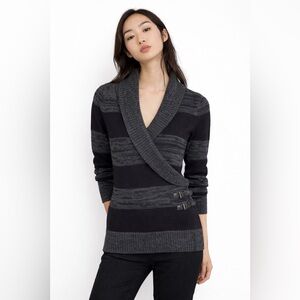 GUESS  V-Neck Sweater | Charcoal & Black | XS | Soft & Warm